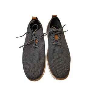 Athlefit Mens Casual Knit Sneakers Size 9 Gray & Brown With Faux Leather Accent